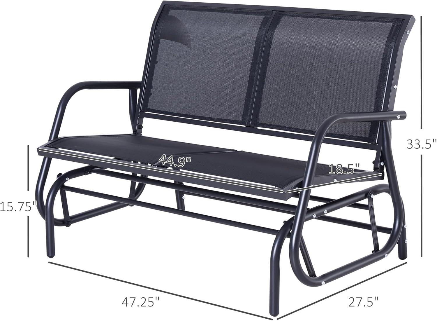 Two Person Outdoor Glider Bench with Steel Frame