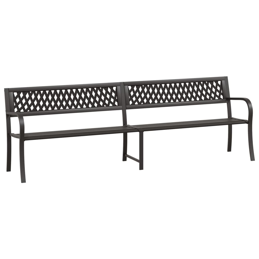 vidaXL Outdoor Patio Bench Park Outdoor Garden Bench with Armrests Black Steel