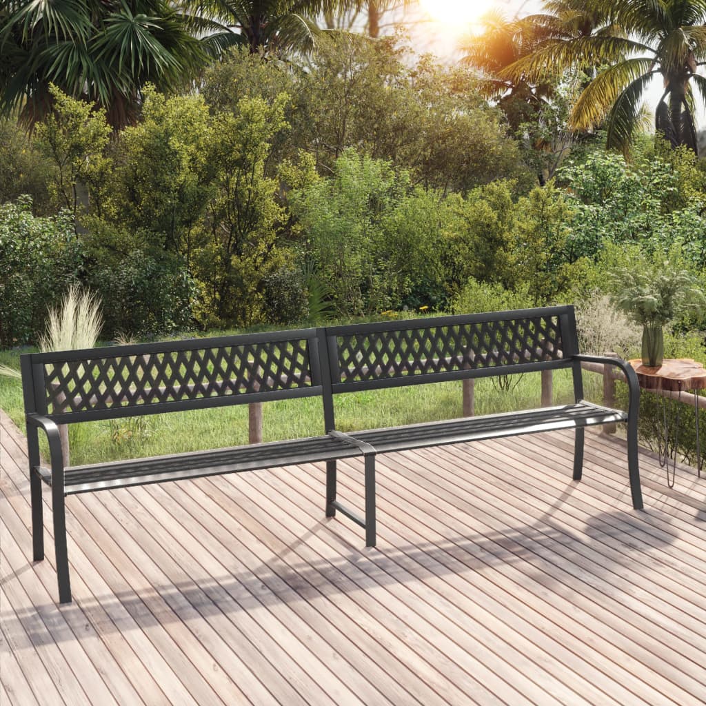 vidaXL Outdoor Patio Bench Park Outdoor Garden Bench with Armrests Black Steel