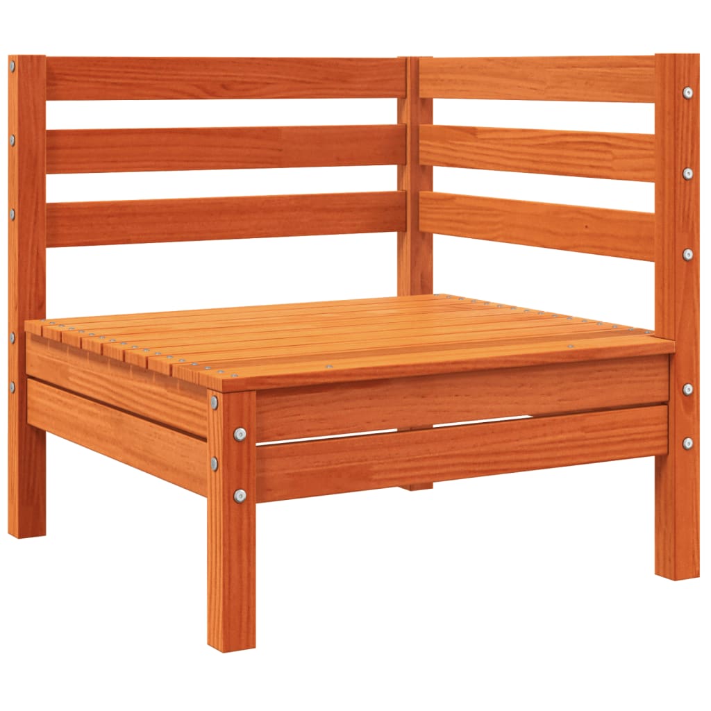 vidaXL Patio Sofa Corner with Cushions Wax Brown Solid Wood Pine