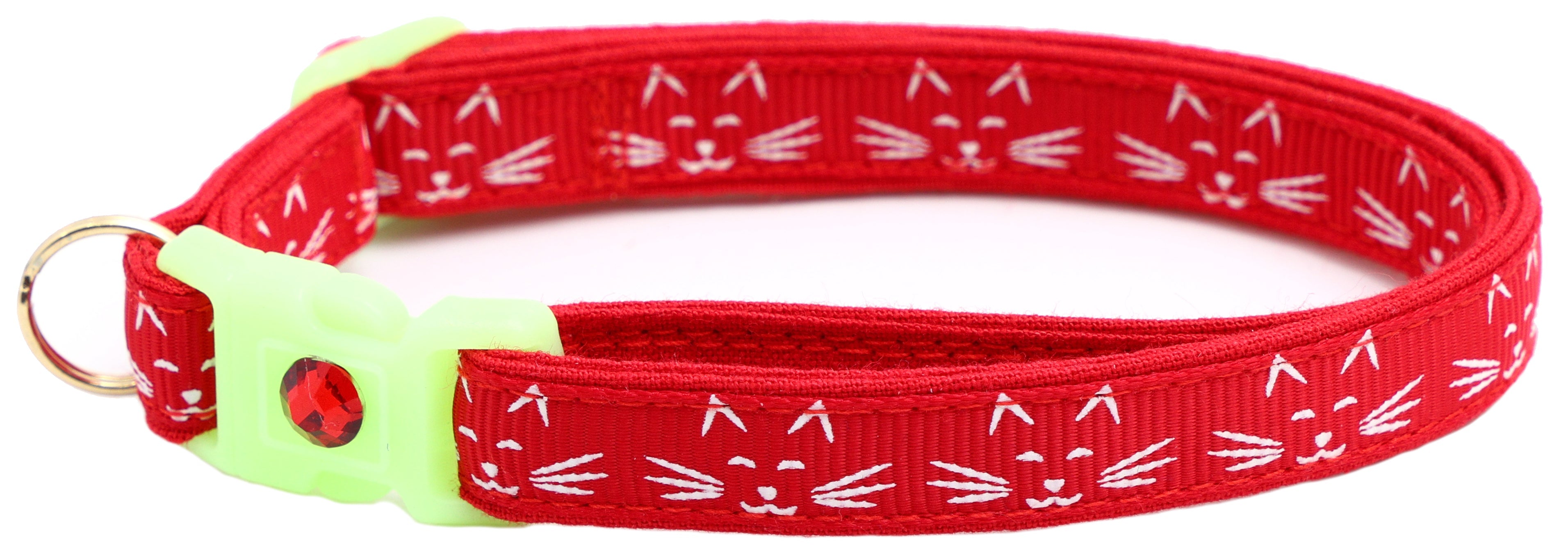 Glowing Cat Faces Breakaway Cat Collar