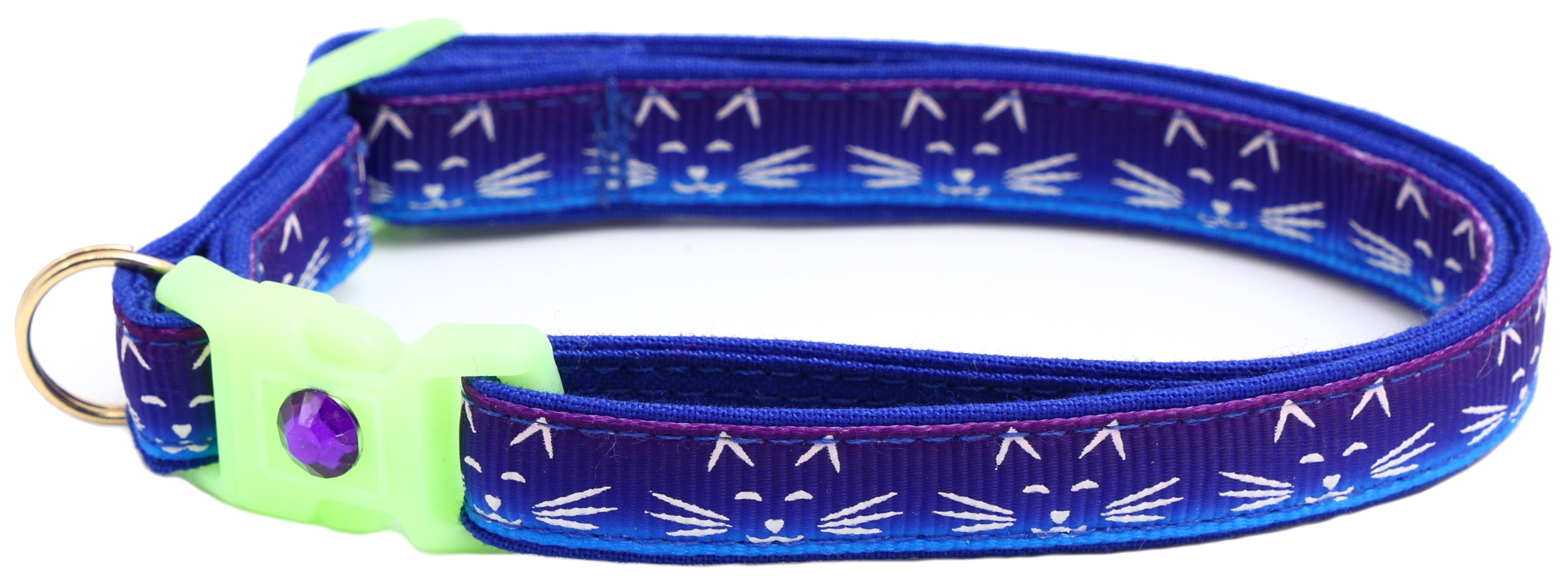Glowing Cat Faces Breakaway Cat Collar