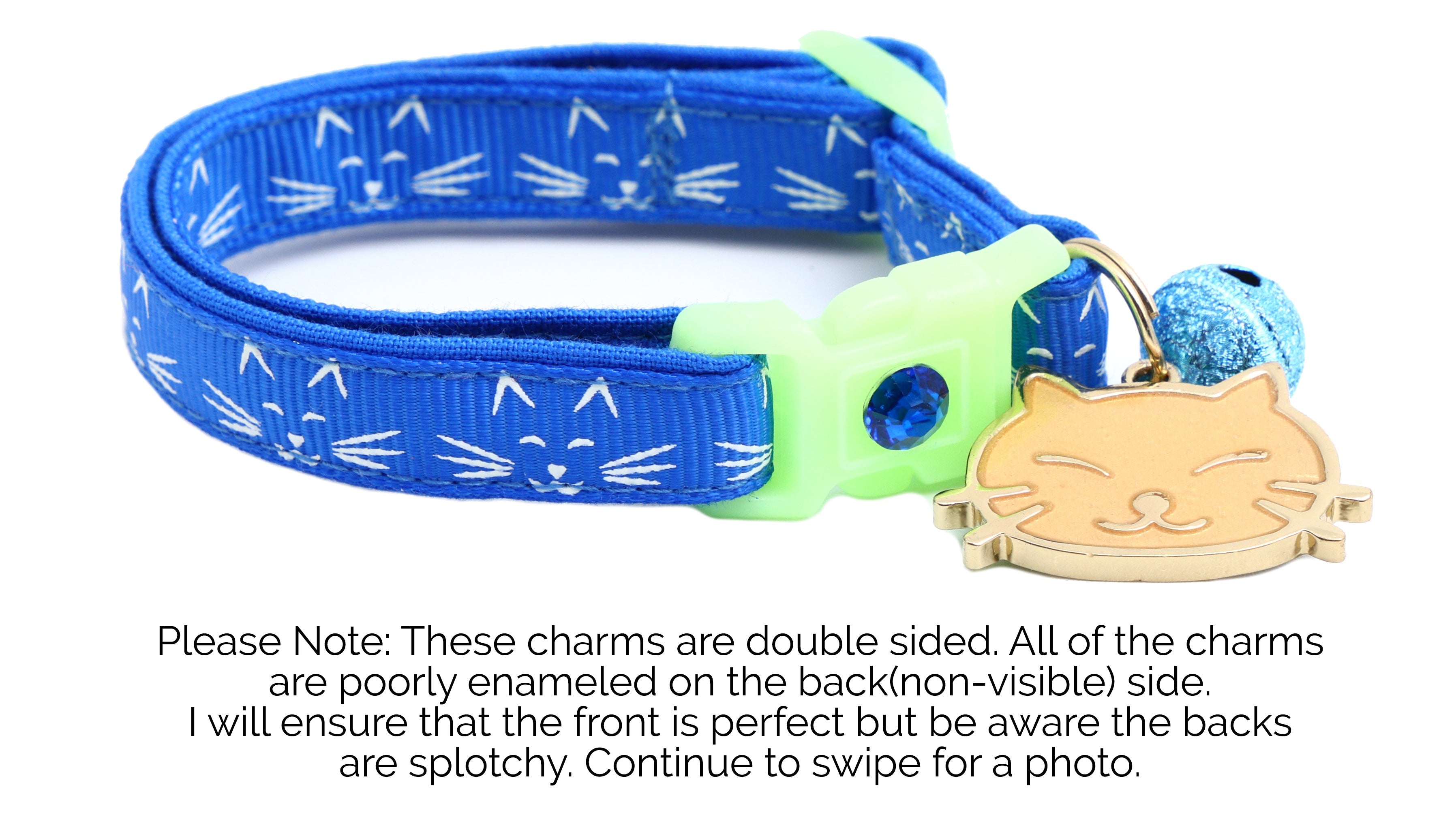 Glowing Cat Faces Breakaway Cat Collar