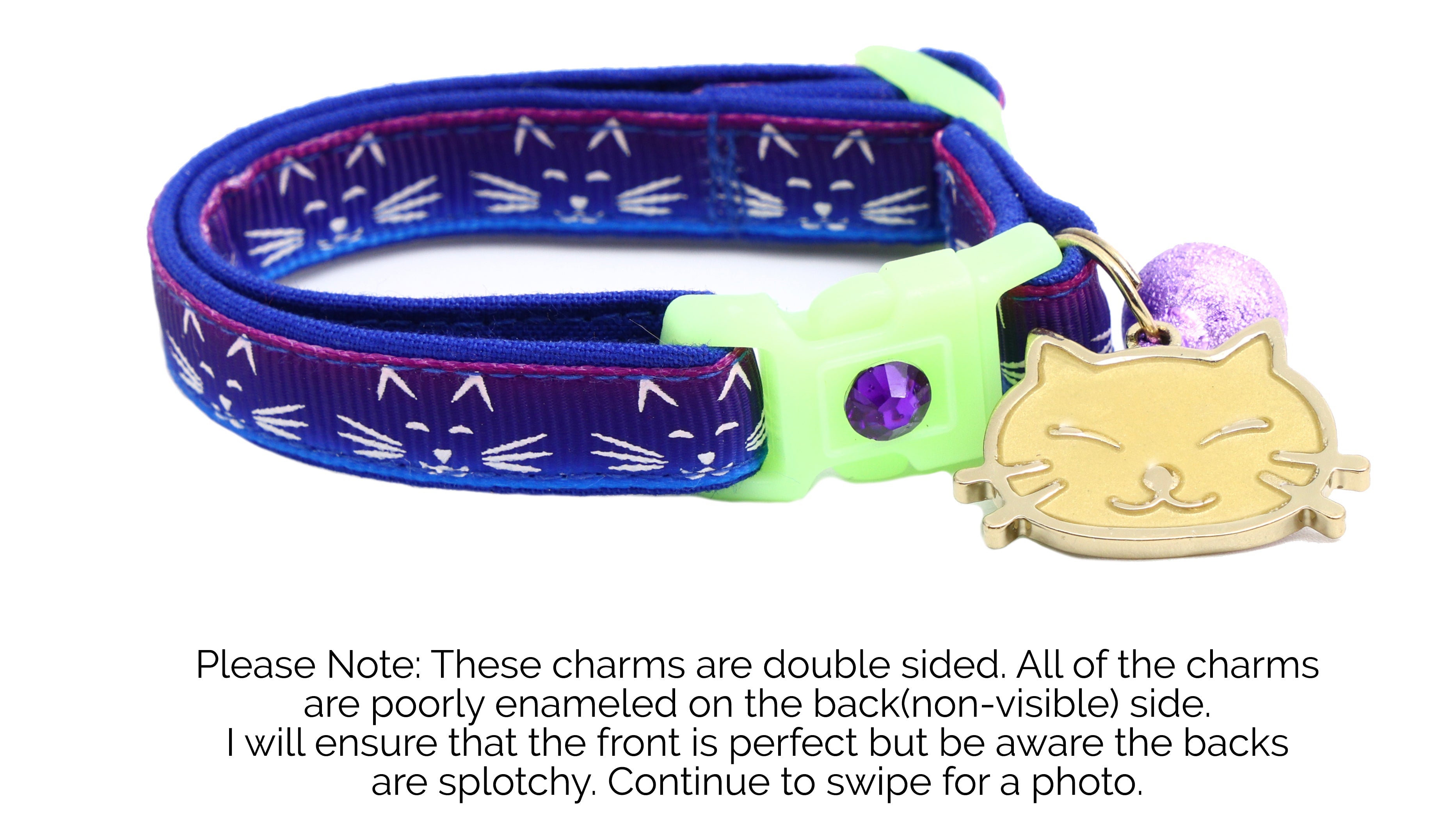 Glowing Cat Faces Breakaway Cat Collar