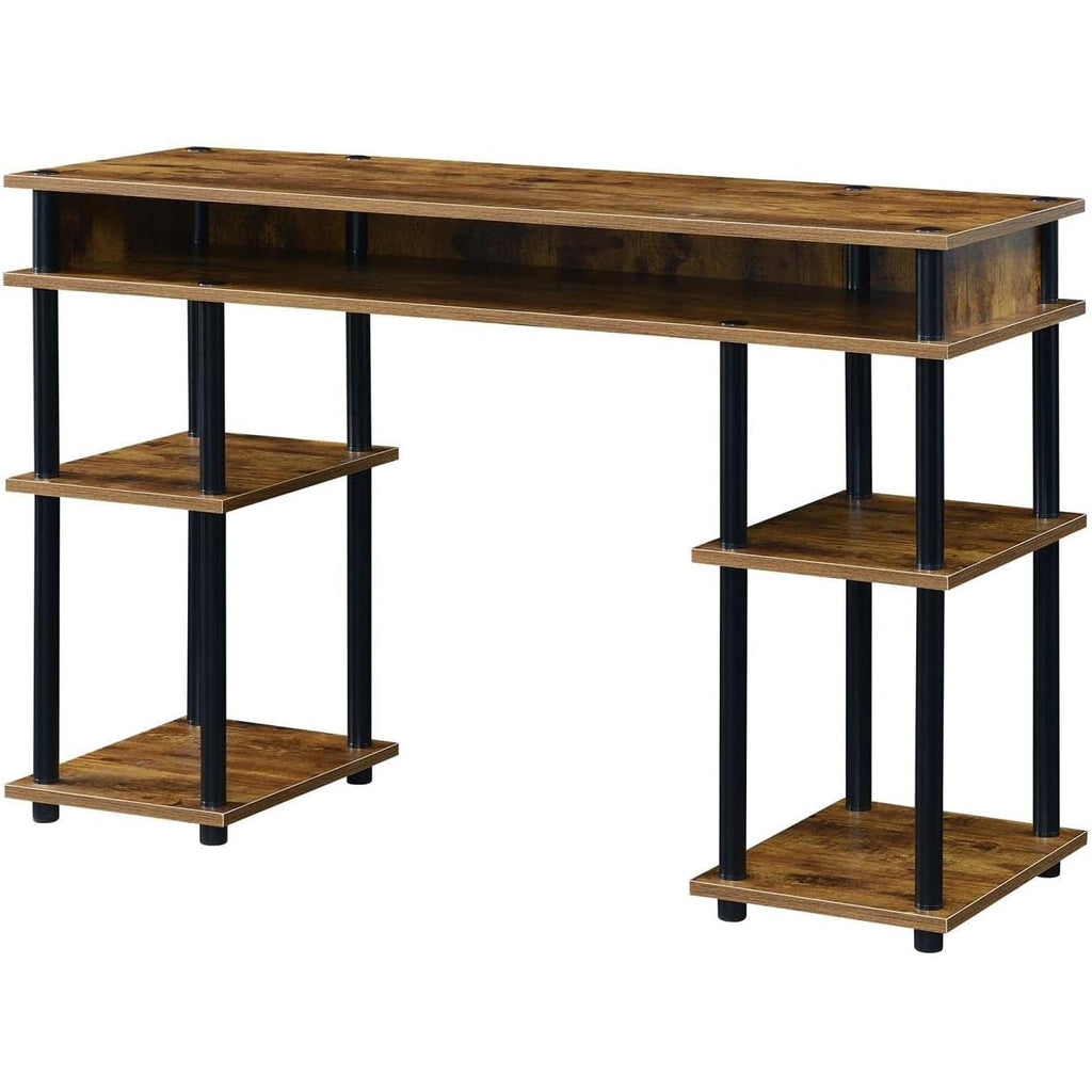 Barnwood Black Student Desk With Shelves 47 Inch No Tools
