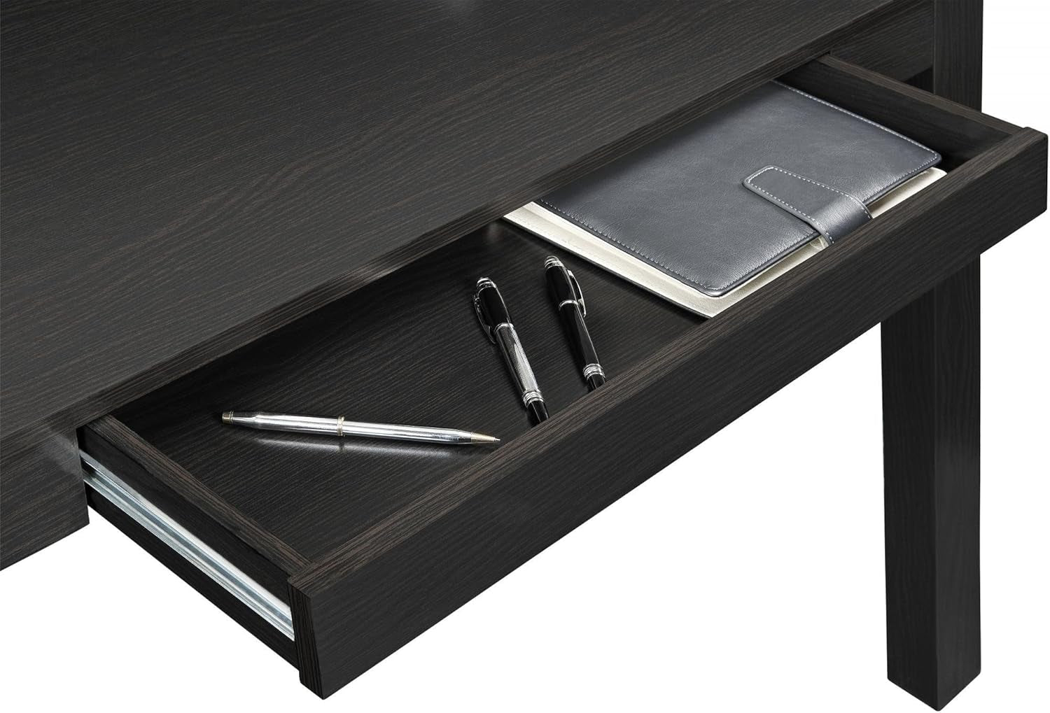 Espresso Parsons Desk With Compact Preassembled Desktop