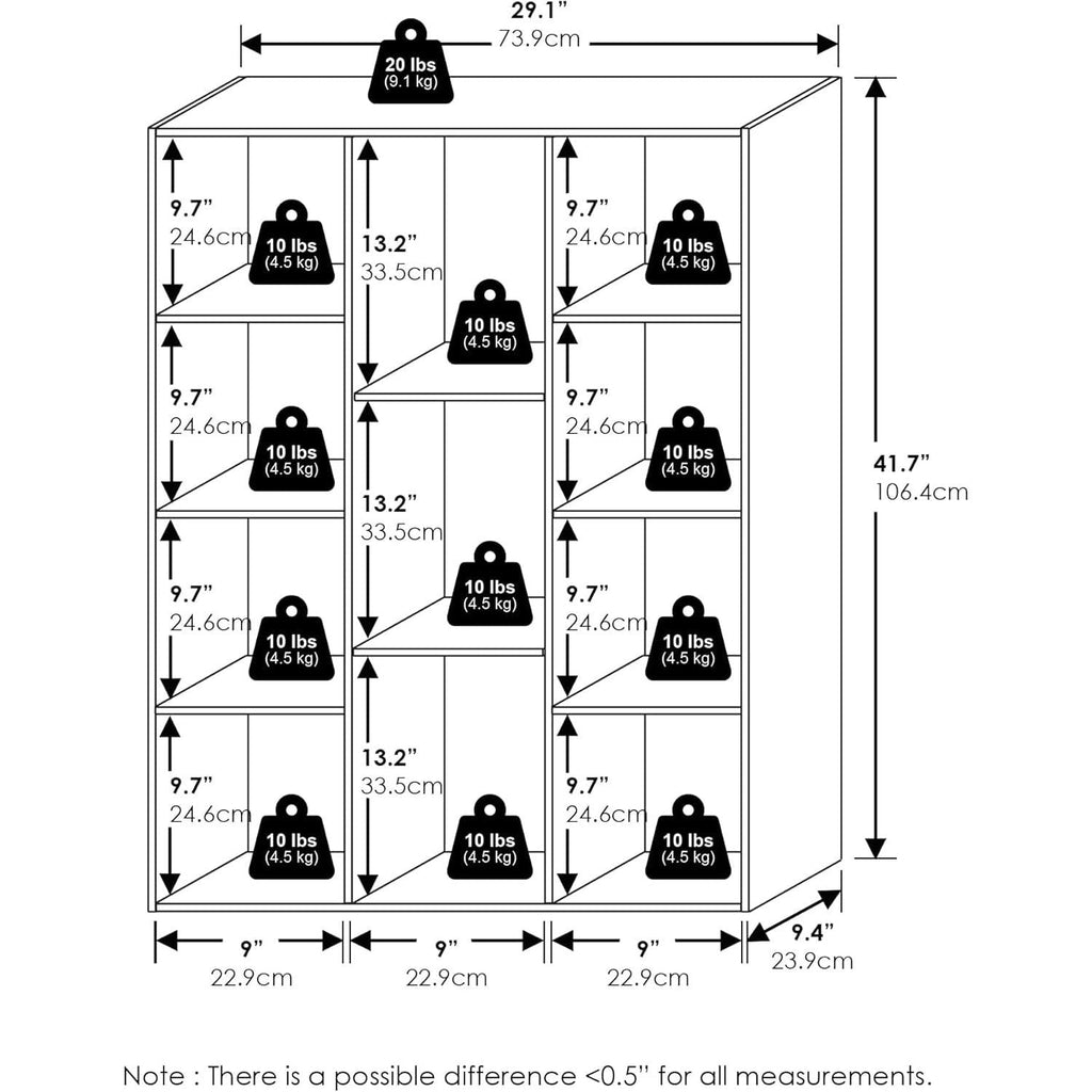 Luder 11-Cube Amber Pine Bookcase For Living Room Storage