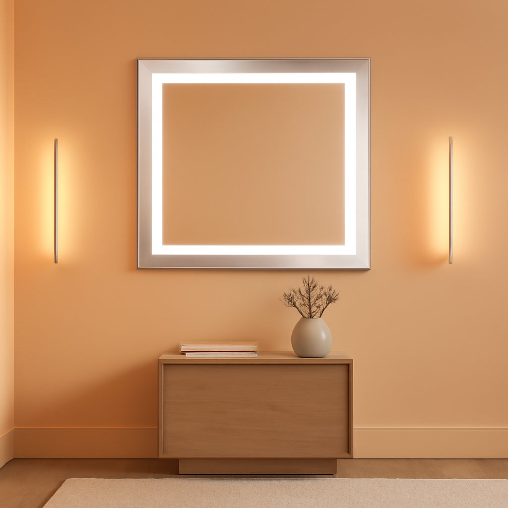 LED Backlit Mirror Chrome 30x24 Inch Vanity Mirror