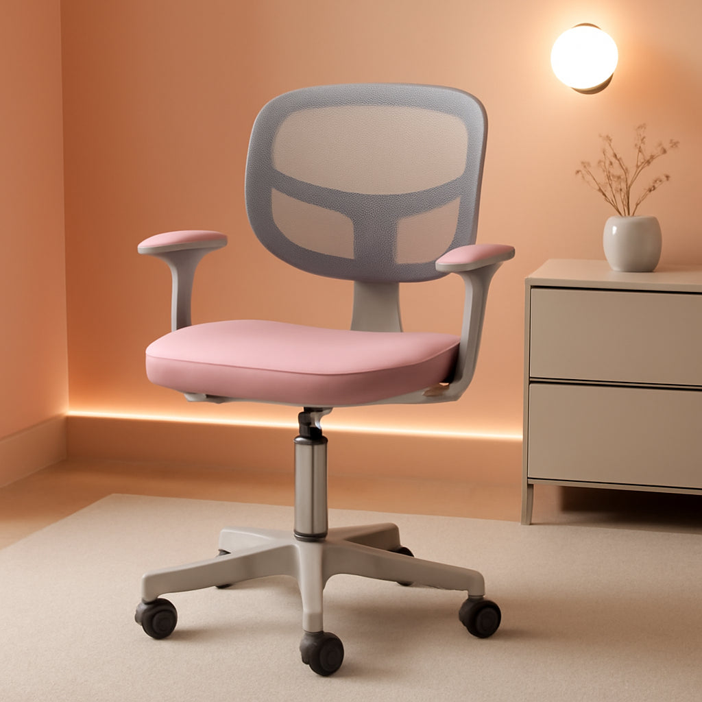 Kids Desk Chair Pink Height Adjustable Lumbar Support