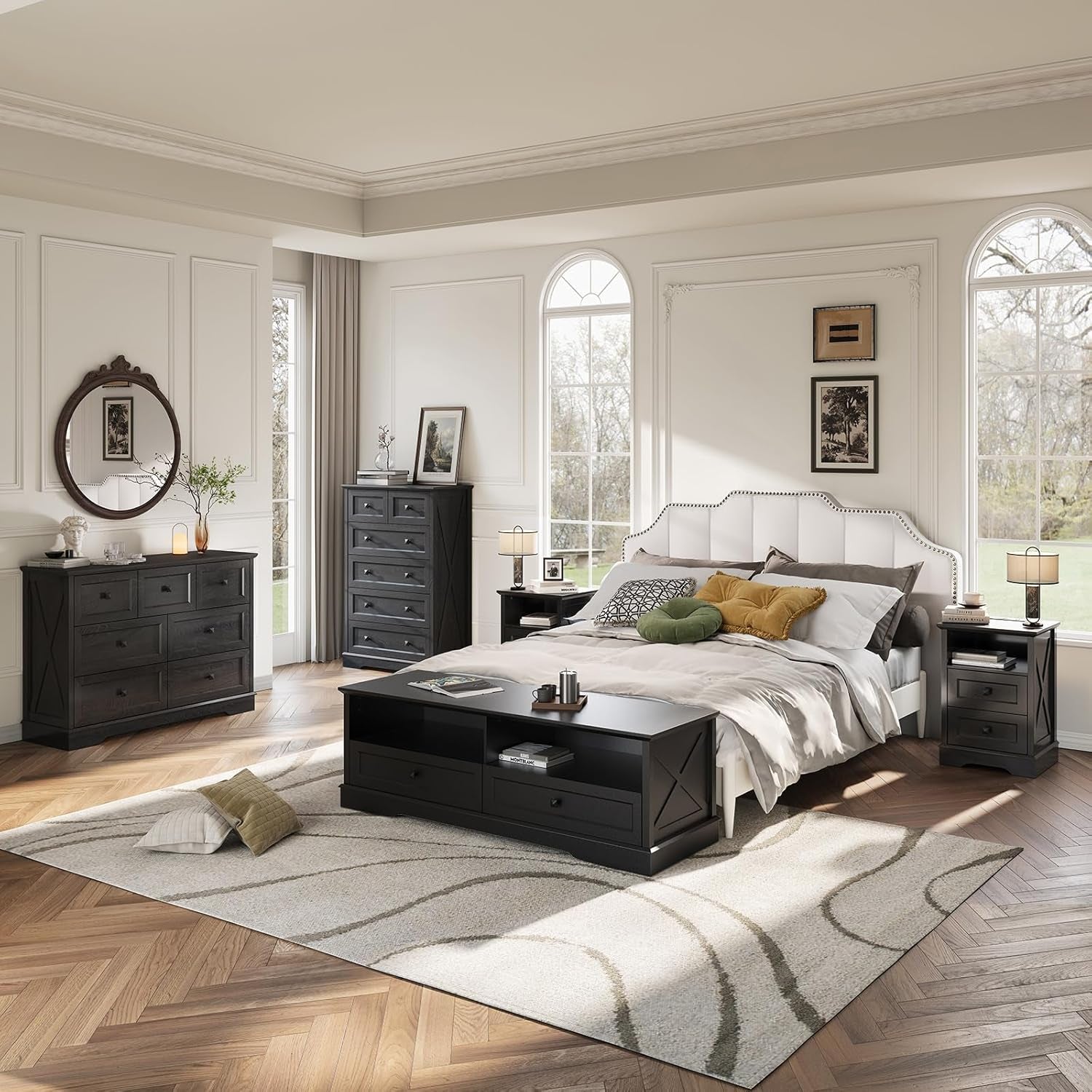 Tall Black Six Drawer Dresser Contemporary Storage